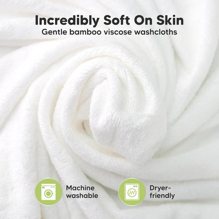 6-Pack Baby Washcloths - Soft Absorbent Viscose from Bamboo Towels, White, 10x10