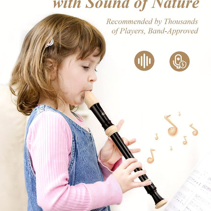 Soprano Recorder for Beginners and Kids, Baroque Style C Key, Brown ABS 3-Piece Set