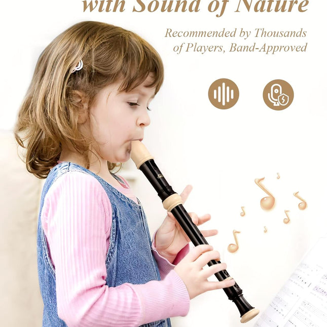 Soprano Recorder for Beginners and Kids, Baroque Style C Key, Brown ABS 3-Piece Set