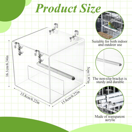 PawHaven RefugioPata No Mess Bird Feeder for Cage Acrylic, Large Bird Cage Pet Feeder Seed Food — Pet Supplies