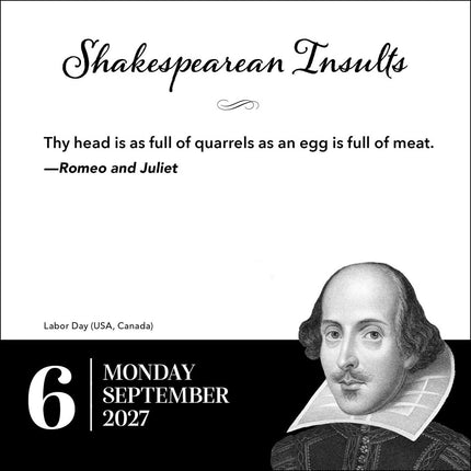 SourceToHome FuenteACasa Shakespearean Insults 2027 Day-to-Day Calendar — Home & Lifestyle
