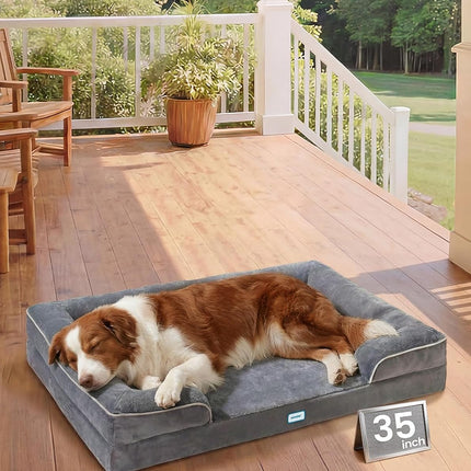 Orthopedic Dog Bed Couch and Cat Sofa for Large Pets, 35-Inch Gray
