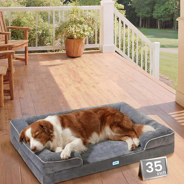 Orthopedic Dog Bed Couch and Cat Sofa for Large Pets, 35-Inch Gray
