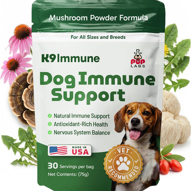 K9 Immune All-Natural Mushroom Powder for Dogs, 30 Servings