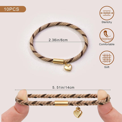 Letter A No-Damage Hair Tie Bracelet Set for Women, 10 Pcs