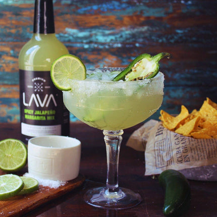 LAVA Premium Spicy Jalapeño Margarita Mix by LAVA Craft Cocktail Co., Made with Real Jalapeños, Agave Nectar, Key Limes, Lots of Flavor and Ready to Use, 1-Liter Glass Bottle