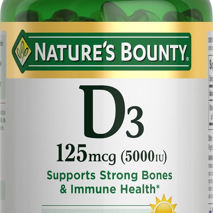 Nature's Bounty Vitamin D3 5000 IU 240 Softgels bottle