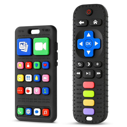 2 Pack Silicone Phone & Remote Baby Teething Toys
