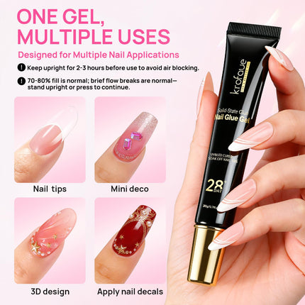 Solid Nail Glue Gel for Press-On Nails, 2 x 20g