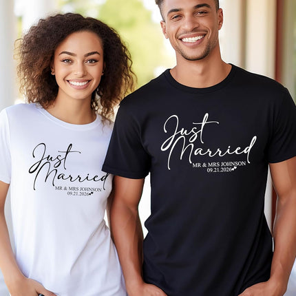 Personalized Just Married Matching Couples Shirts