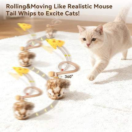 Interactive 360° Rolling Cat Toy with Squeak
