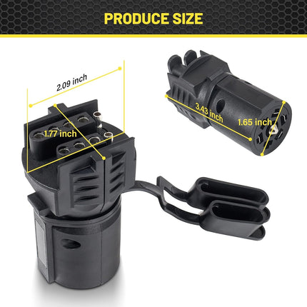 7 Pin Round to 4 and 5 Pin Flat Blade Trailer Adapter, 2-in-1 Design