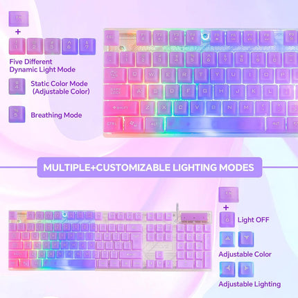 RGB Wired Clear Gaming Keyboard and Mouse Combo
