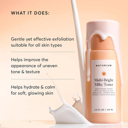 Multi-Bright Milky Exfoliating Face Toner with Azelaic Acid, 120 mL / 4 fl oz
