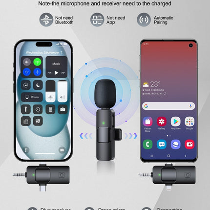3 in 1 Professional Wireless Lavalier Microphone for iPhone
