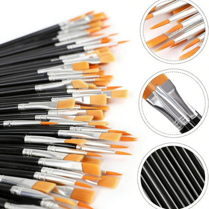 SourceToHome FuenteACasa 30 Pack Paint Brushes Set,Flat & Fine Nylon Acrylic Brushes Bulk — Home & Lifestyle