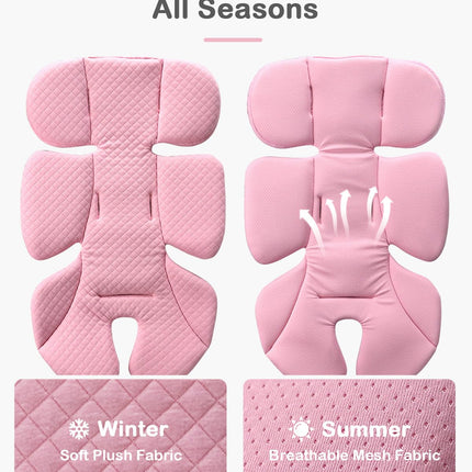Pink Reversible Infant Car Seat Insert with Adjustable Head Support