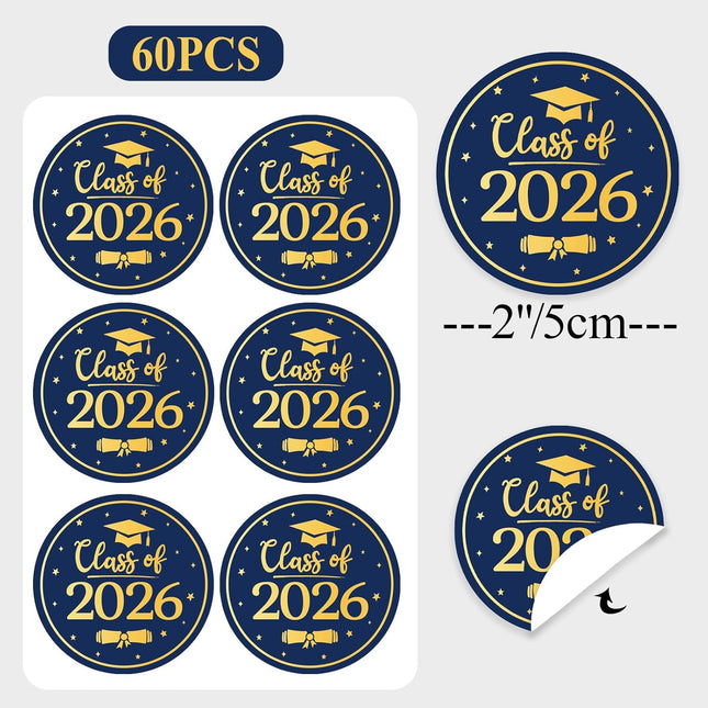 Class of 2026 Graduation Envelope Seal Stickers, 60 Pack