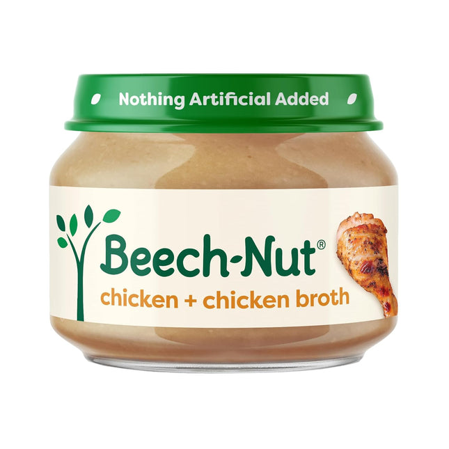 Chicken & Chicken Broth Stage 1 Baby Food Puree, 2.5 oz Glass Jars, 10 Count