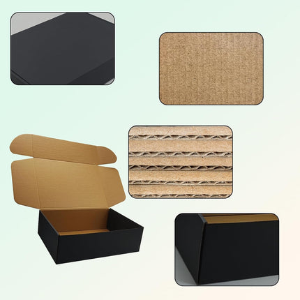 12x9x4 Black Corrugated Shipping Boxes, Set of 20