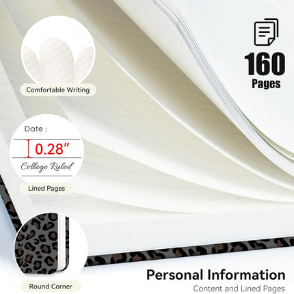 Leopard Print A5 College Ruled Spiral Notebook, 160 Pages