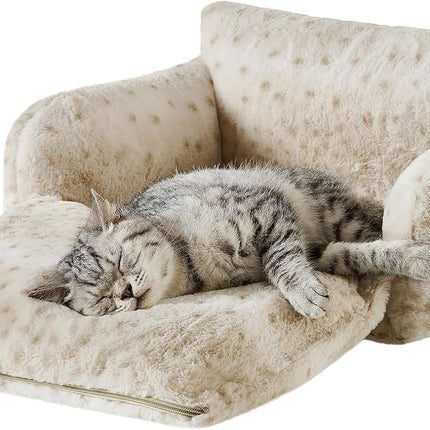 Fluffy Plush Double-Layer Cat Bed, Leopard, 21 x 15 x 8 in