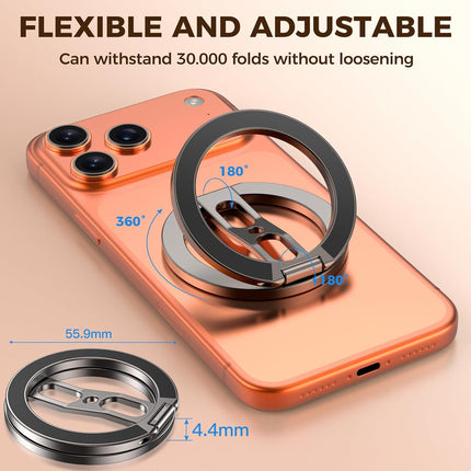 Grey Dual-Sided Magnetic Phone Ring Grip and Stand