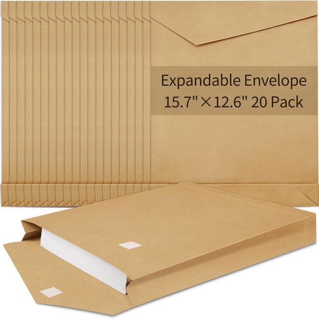 20 Pack 12.6 x 15.75 in Expandable Kraft Catalog Envelopes