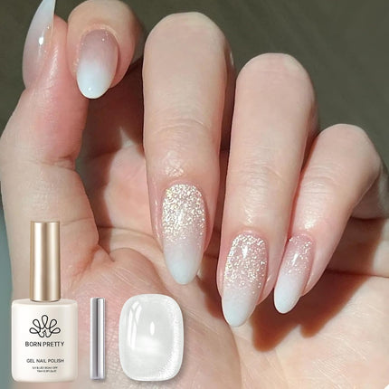 Milky White Cat Eye Magnetic Gel Nail Polish, 15ML