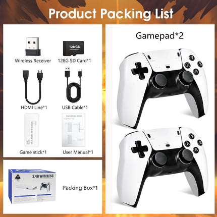 2026 New Wireless Retro Game Console, 23 Simulators, 40,000+ Games, 4K HD HDMI Plug & Play TV Gaming System with 2.4G Wireless Controllers, 128G