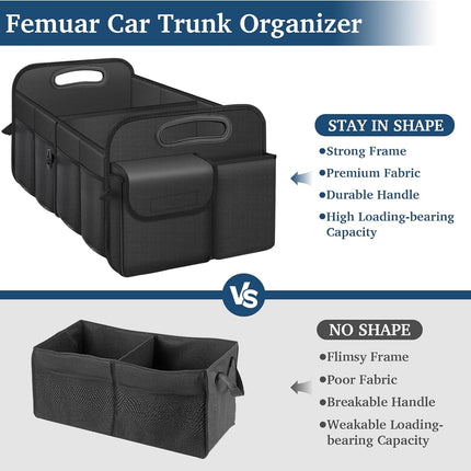 Black Collapsible Waterproof Car Trunk Organizer