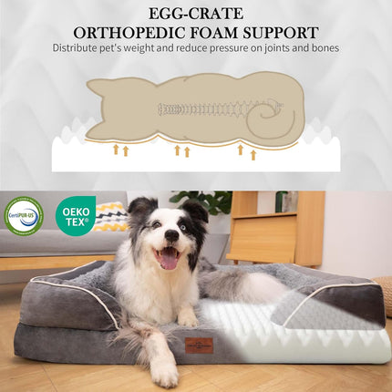Comfort Expression Orthopedic Dog Bed for Extra Large Dogs 42x30 Inch, Grey