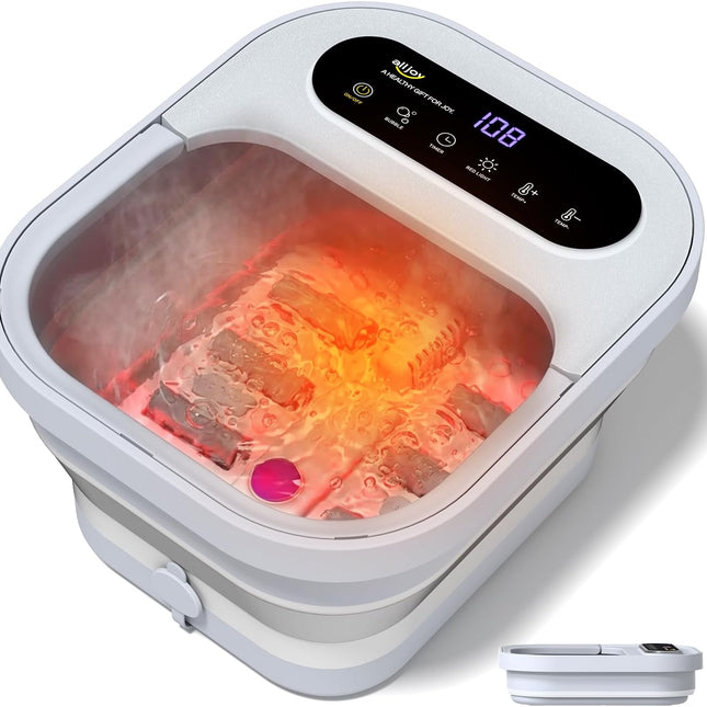 Collapsible Heated Foot Spa with Bubbles and 6 Rollers