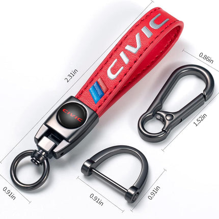 Red Genuine Leather Braided Car Keychain