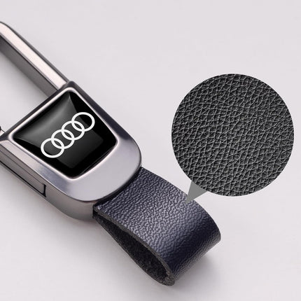 Black Braided Leather Car Keychain Key Ring