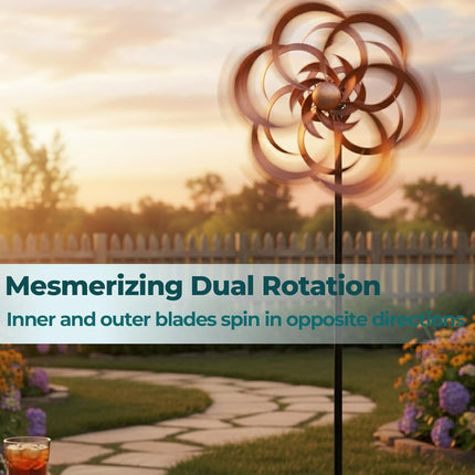 63-Inch Copper Metal Double-Sided Outdoor Wind Spinner