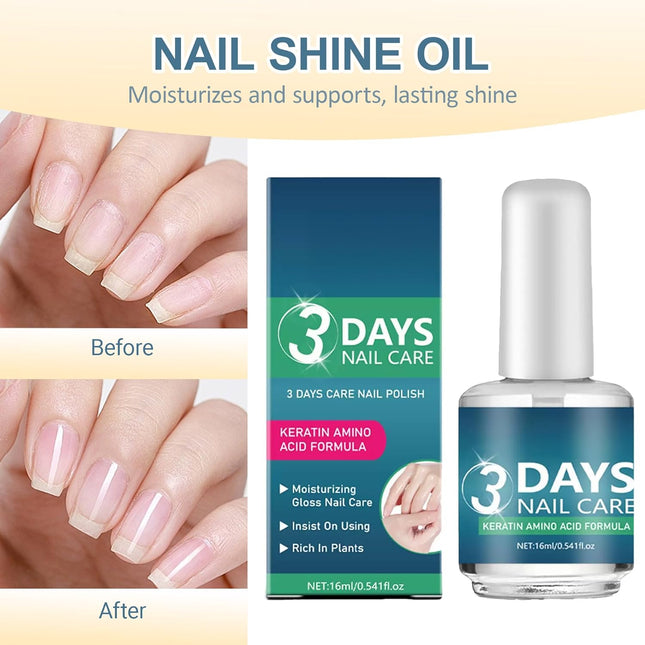 3 Days Nail Care Oil with Keratin for Dry, Weak, Fragile Nails, 1pc