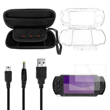 JDGPOKOO 5 in 1 Accessories Kit for PSP 2000/3000, Carrying Case for PSP 2000 3000, Protective Case Shell, 2 Set Screen Protectors and Charging&Date Cable, Compatible with PlayStation Portable 2000/3000 ONLY