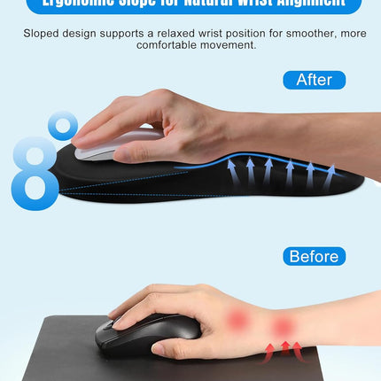 Ergonomic Mouse Pad with Wrist Rest, Black Memory Foam Support