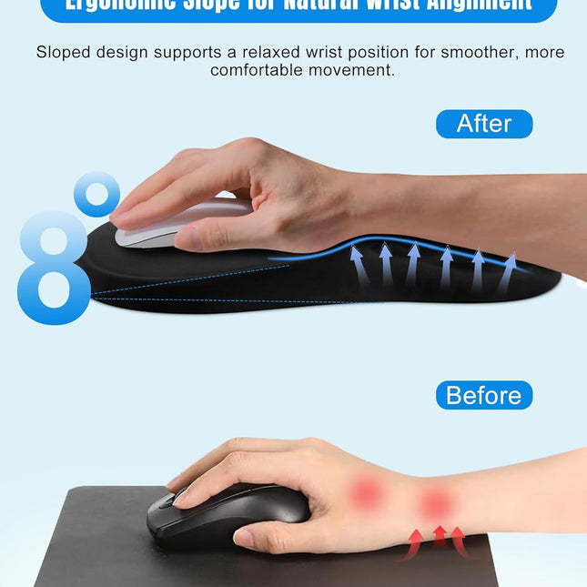 Ergonomic Mouse Pad with Wrist Rest, Black Memory Foam Support