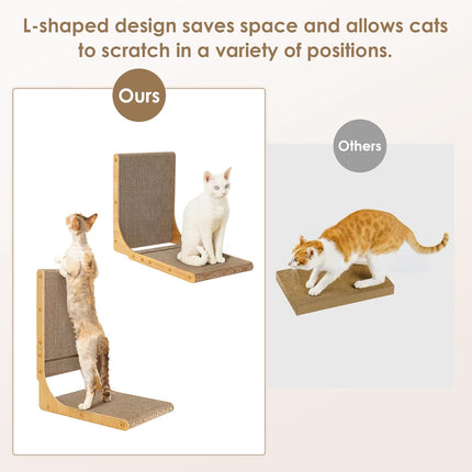 2-Pack Large L-Shaped Cardboard Cat Scratcher with Ball Toy