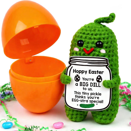 Easter Pickle Crochet Plush Doll with Egg