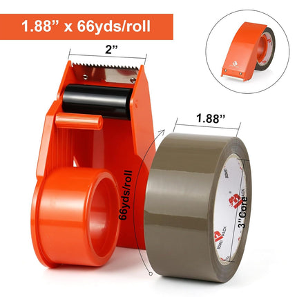 Heavy Duty Packing Tape with Dispenser, 1.88 in x 66 yd