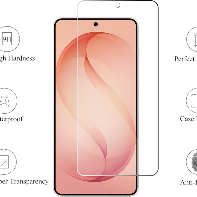 Glass Screen Protector for S26, 3 Pack + 2 Camera Lens Protectors