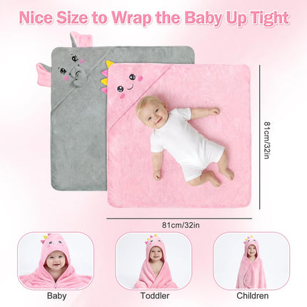 2-Pack Ultra Soft Hooded Baby Towels for Newborns, Infants, and Toddlers