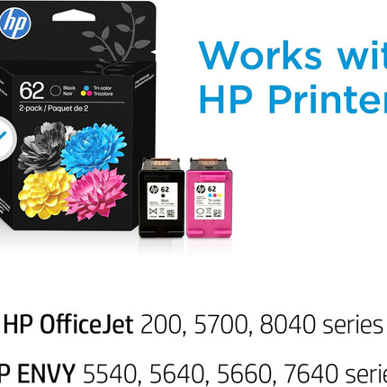 SourceToHome FuenteACasa HP 62 Black/Tri-Color Ink (2-Pack) — Home & Lifestyle