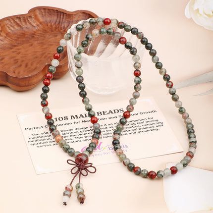 VitalEdge FiloVital AD Beads 6mm 8mm 108 Prayer Mala Jasper Elastic Bracelet — Fitness & Training