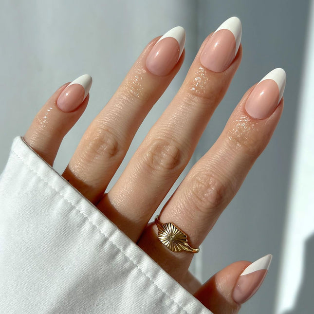 MaDamn French Tip Short Almond Press-On Nails Kit
