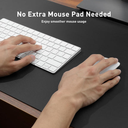 Black PU Leather Desk Pad Protector, 23.6 x 13.7 in