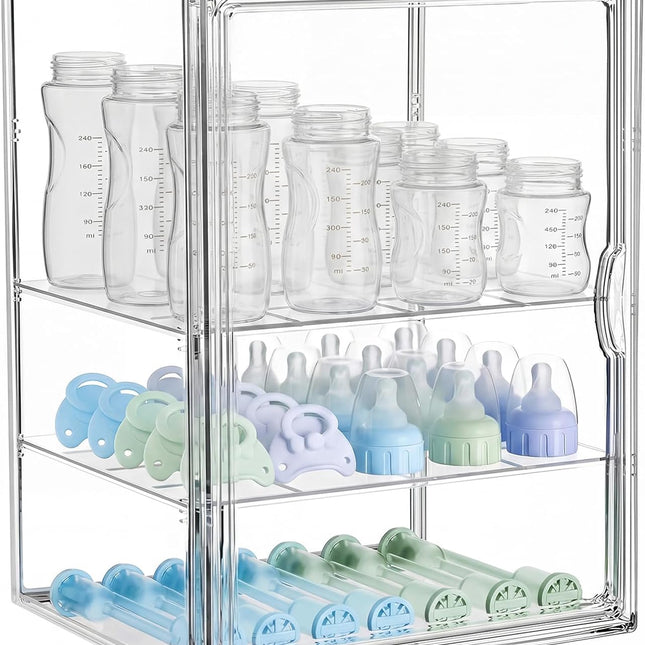 X-Large Clear Baby Bottle Storage Organizer for Countertop